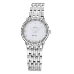 Ladies Omega DeVille Quartz Diamond Mother of Pearl Stainless Steel Watch