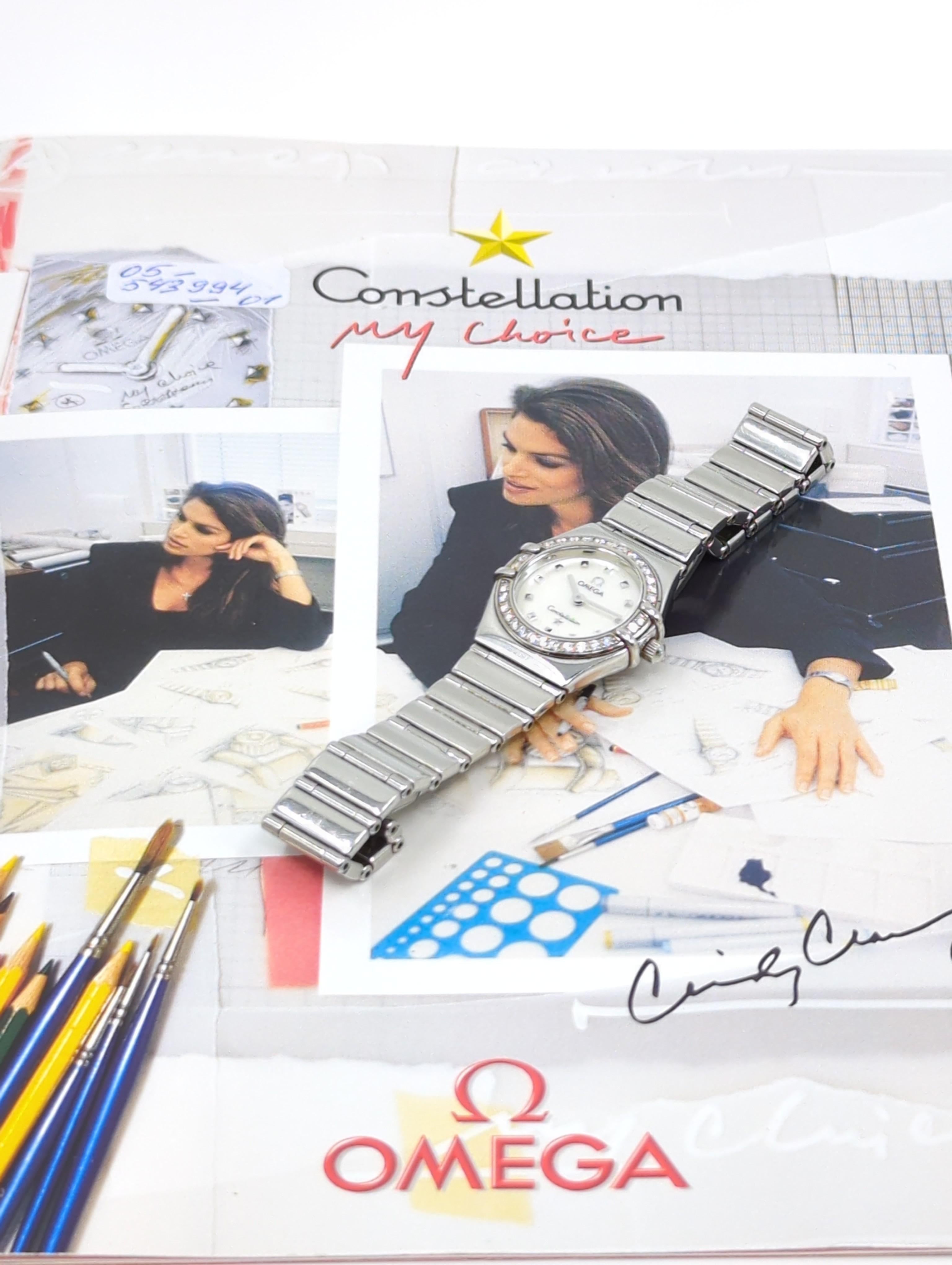 Women's Ladies Omega Quartz Constellation Diamond Bezel MOP Dial Stainless Steel Watch For Sale