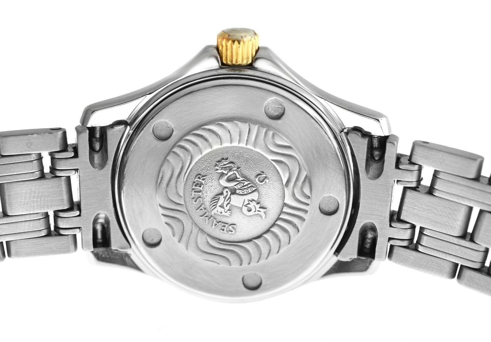 Ladies Omega Seamaster 2301.20 Stainless Steel Gold Quartz Watch In Excellent Condition In New York, NY