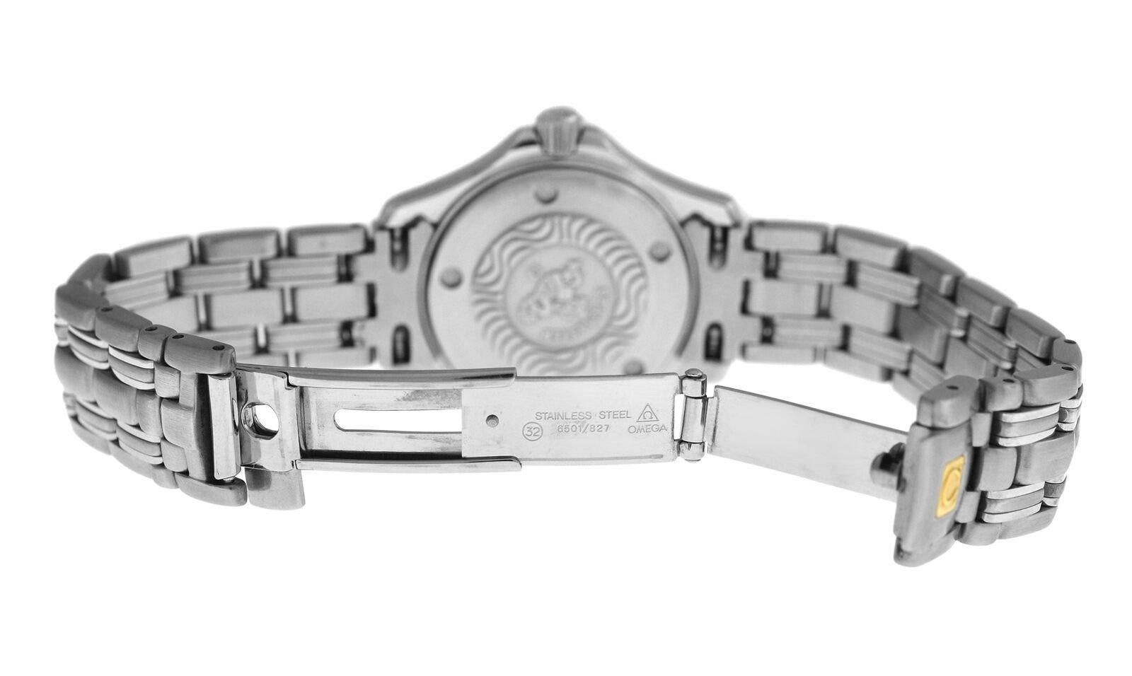 Ladies Omega Seamaster 2571.20 Stainless Steel Quartz Watch In Excellent Condition For Sale In New York, NY