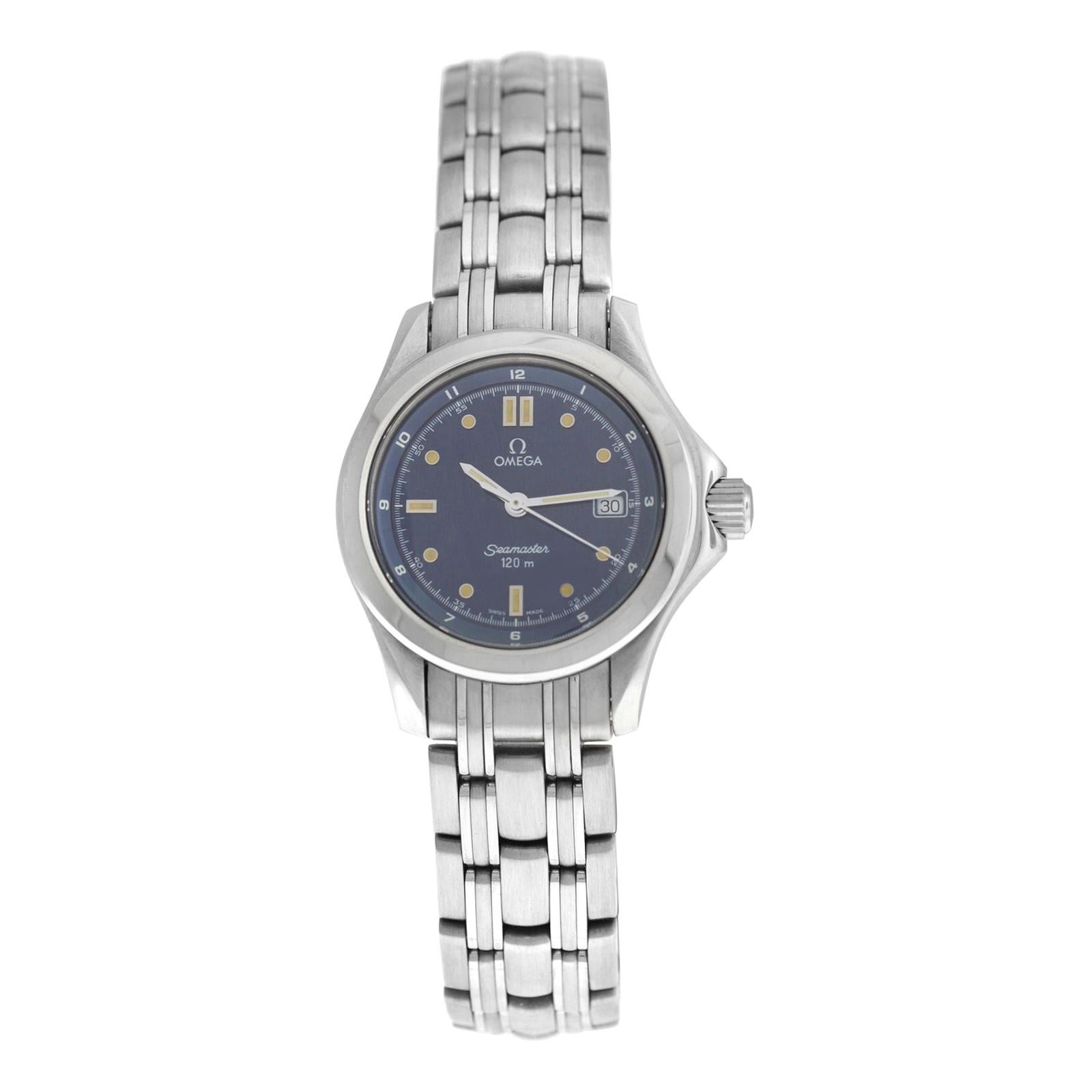 Ladies Omega Seamaster 5961501 Stainless Steel Date Quartz Watch For Sale