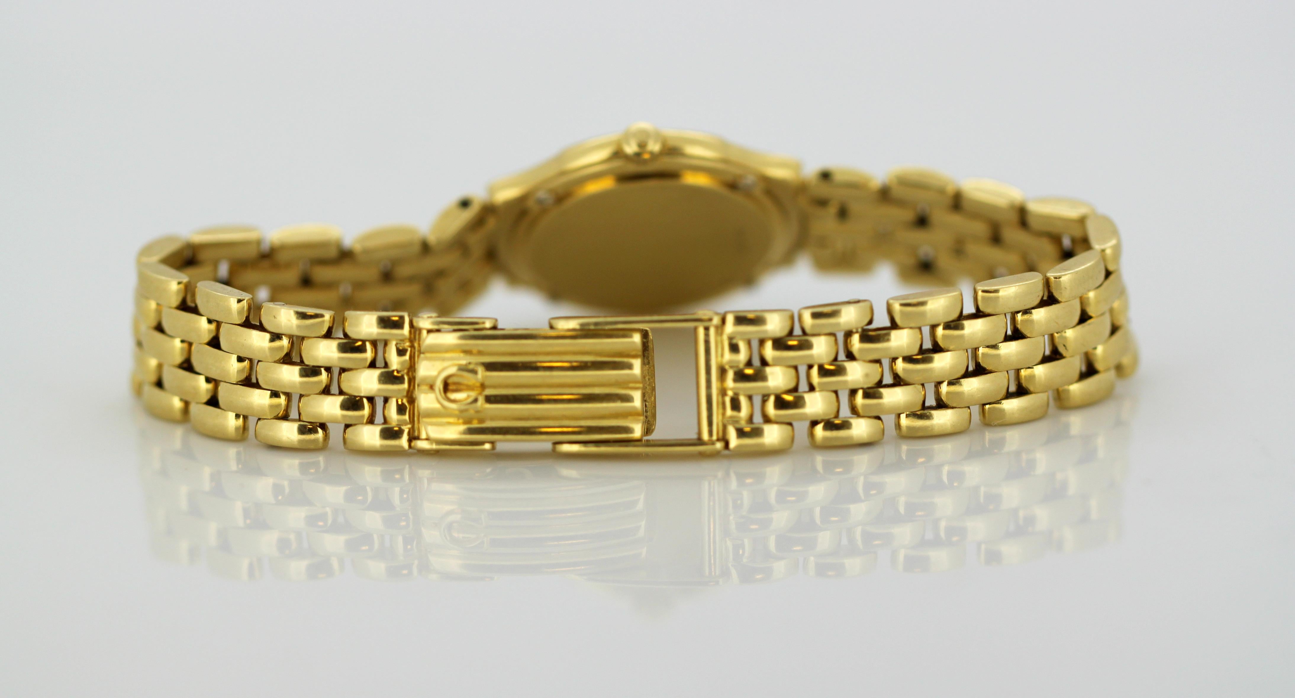 Ladies Omega wristwatch set in full 18k gold, diamond bezel & hour markers 7