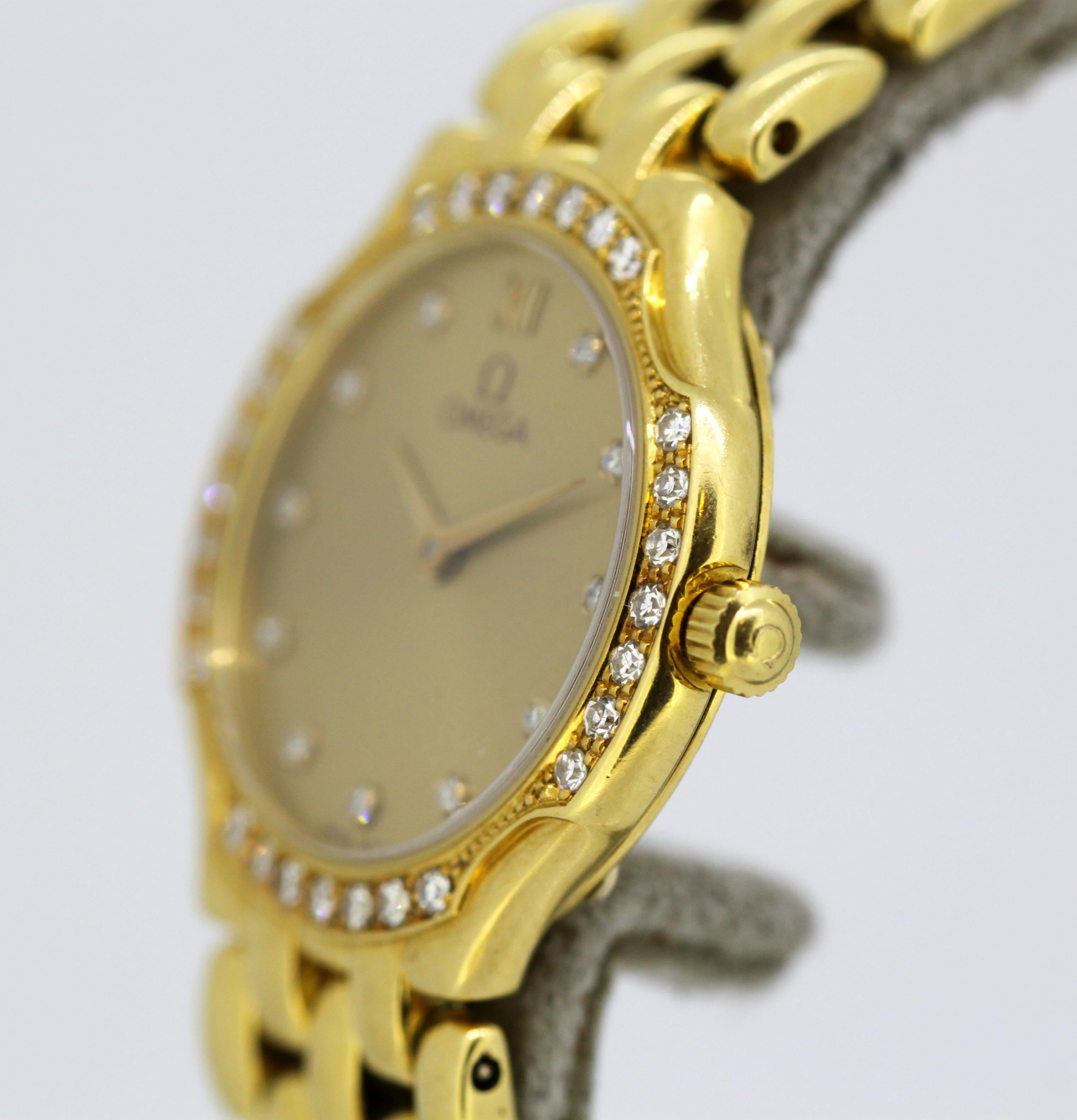 Ladies Omega wristwatch set in full 18k gold, diamond bezel & hour markers 5