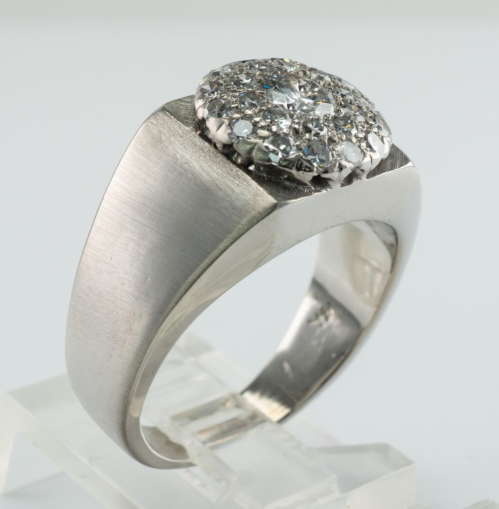 Ladies or Mens Diamond Ring Band 14K White Gold 1.05 TDW  For Sale 1