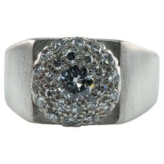 Bague pour femme ou homme en or blanc 14K avec diamant 1.05 TDW