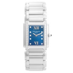 Used Ladies Patek Philippe Twenty-4 Watch Stainless Steel Blue Dial Watch 4910/10A