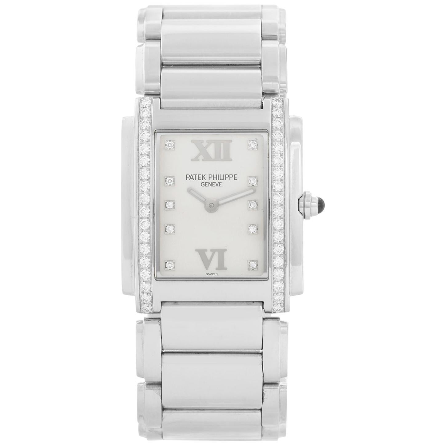Ladies Patek Philippe Twenty-4 Watch Stainless Steel White Dial Watch 4910/10A