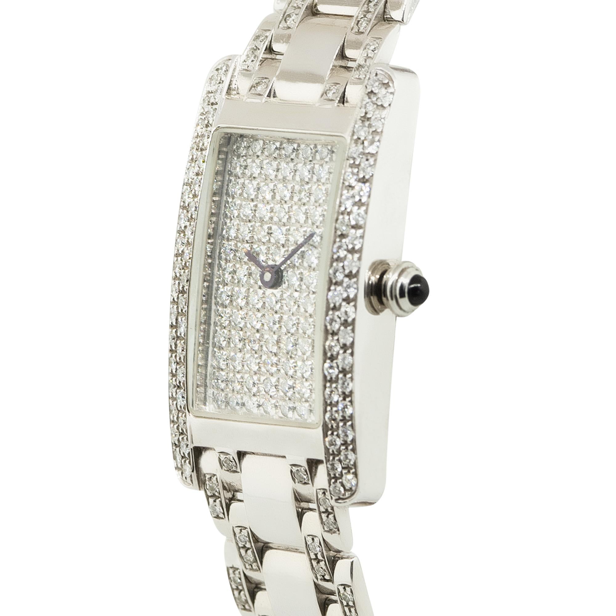 Damenuhr, Pavé-Diamant 14 Karat, auf Lager (Rundschliff)