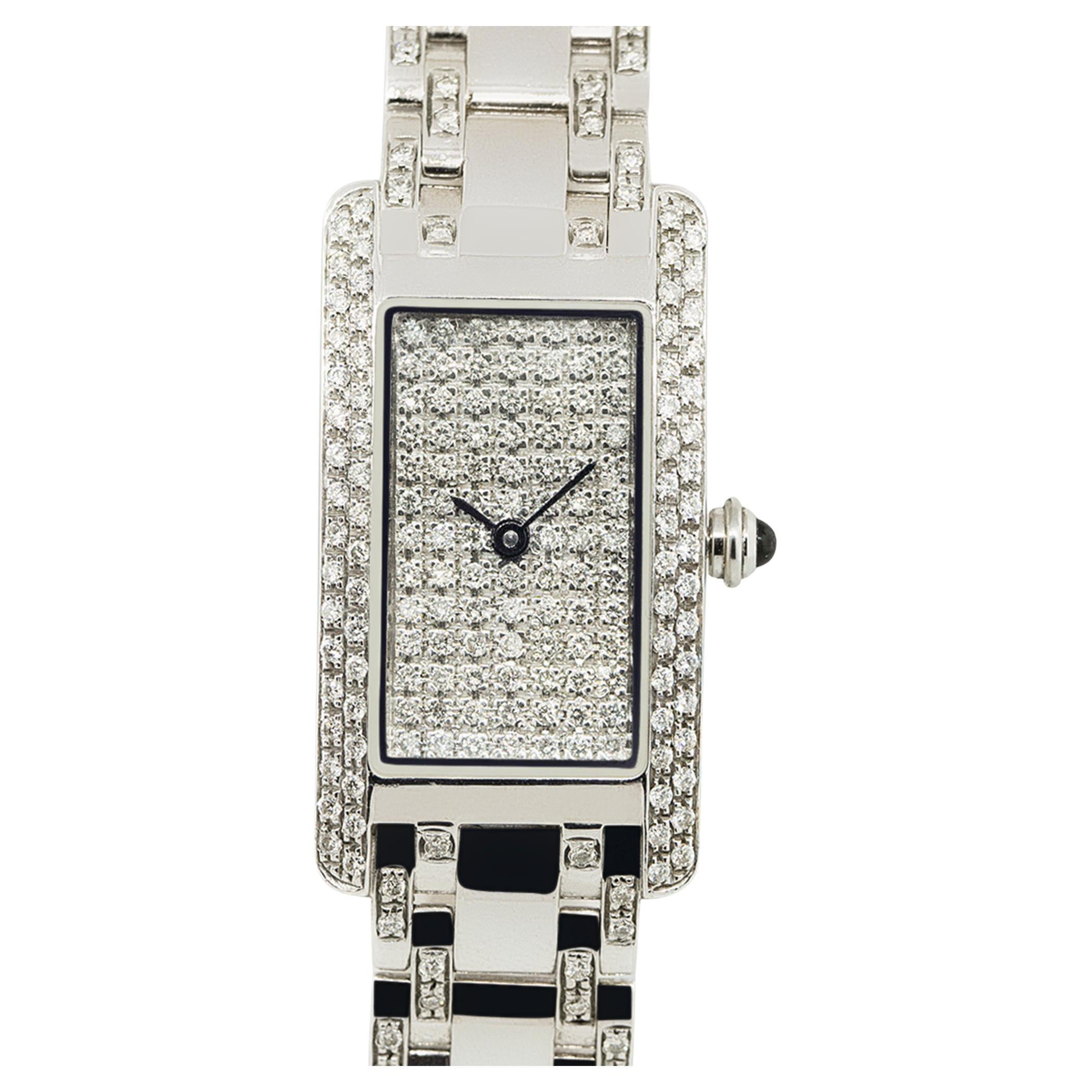 Ladies Pave Diamond 14 Karat Watch In Stock For Sale