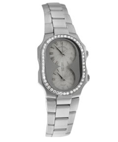 Ladies Philip Stein Teslar 2 Time Zone Steel Diamond Quartz Watch