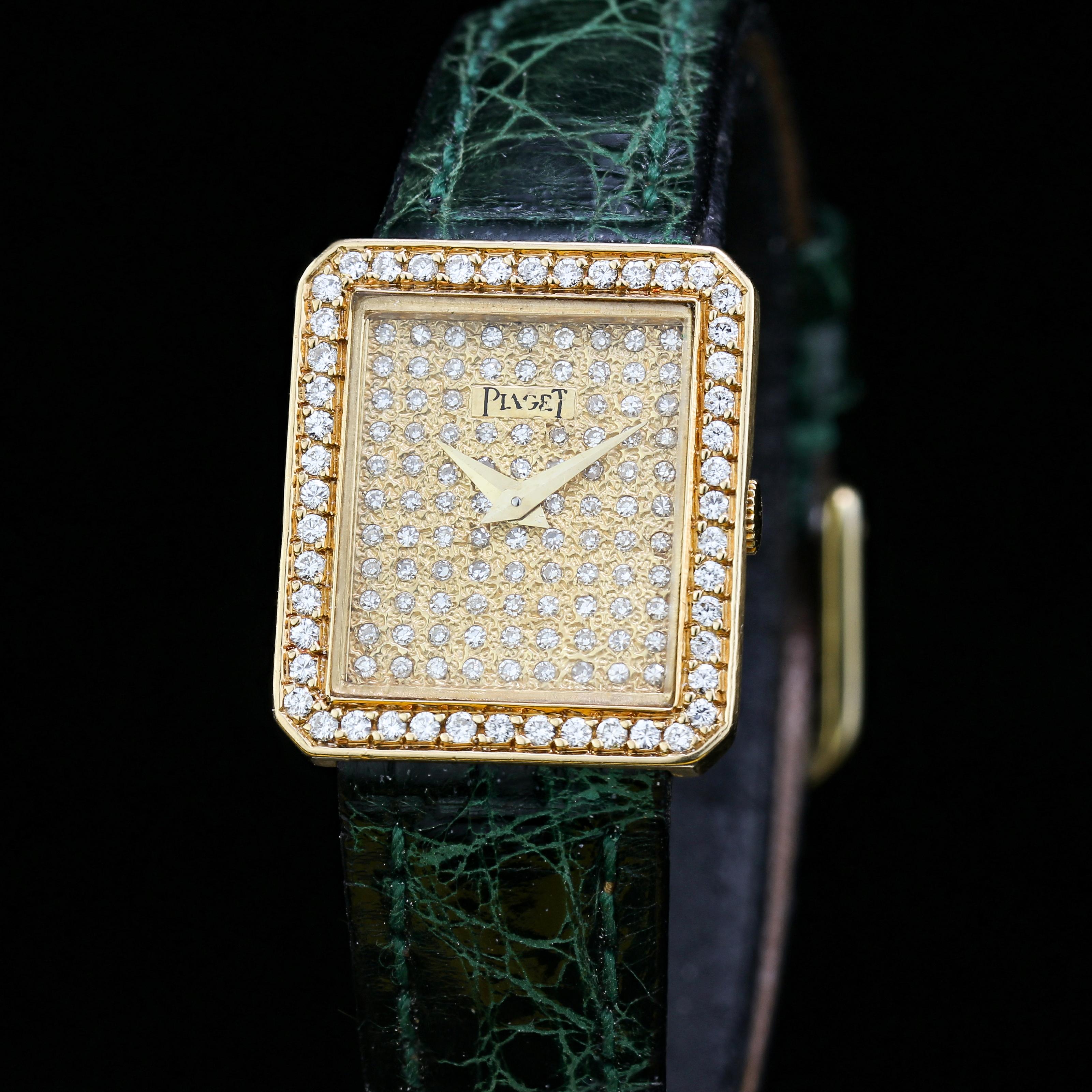 Montre-bracelet Piaget Custom en or 18 carats à remontage manuel avec cadran et lunette en diamants pour femme Pour femmes en vente