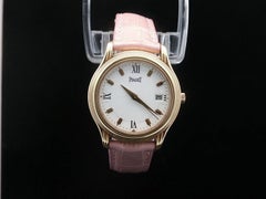 Ladies Piaget Dancer 18k Gold 29mm Pink Leather Strap Wrist Watch Ref. 23001