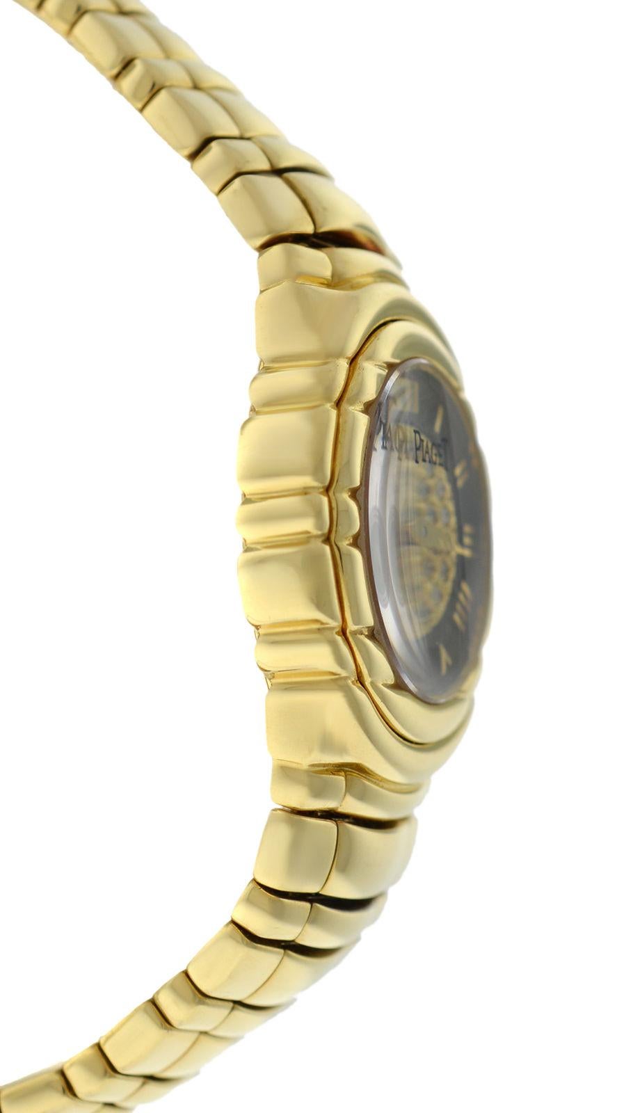 Modern Ladies Piaget Tanagra 18 Karat Yellow Gold Diamond Quartz Watch For Sale