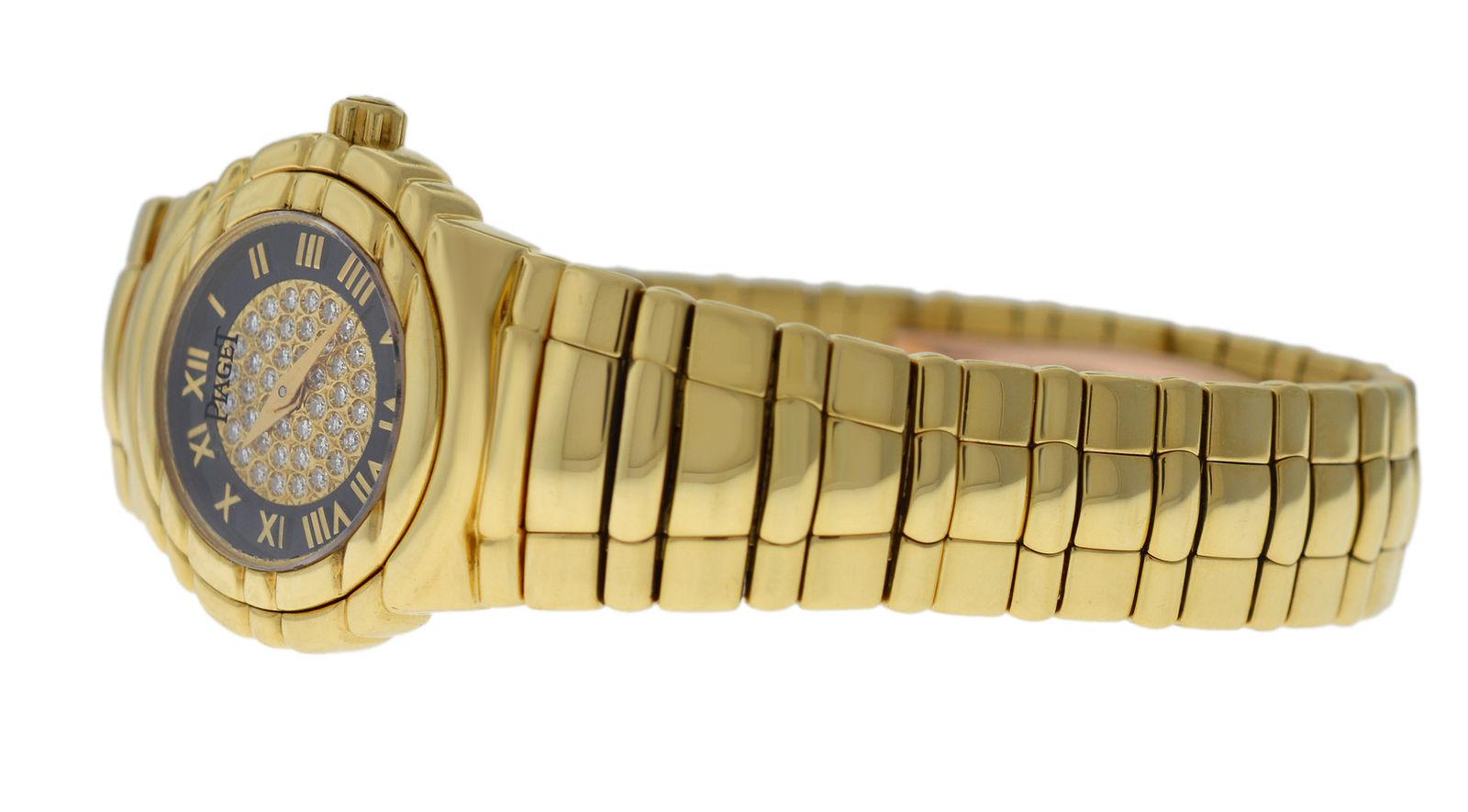 Ladies Piaget Tanagra 18 Karat Yellow Gold Diamond Quartz Watch For Sale 2