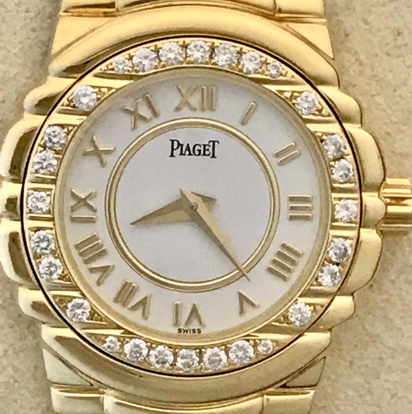 Contemporary Ladies' Piaget Tanagra 18 Karat Yellow Gold with Factory Diamond Bezel