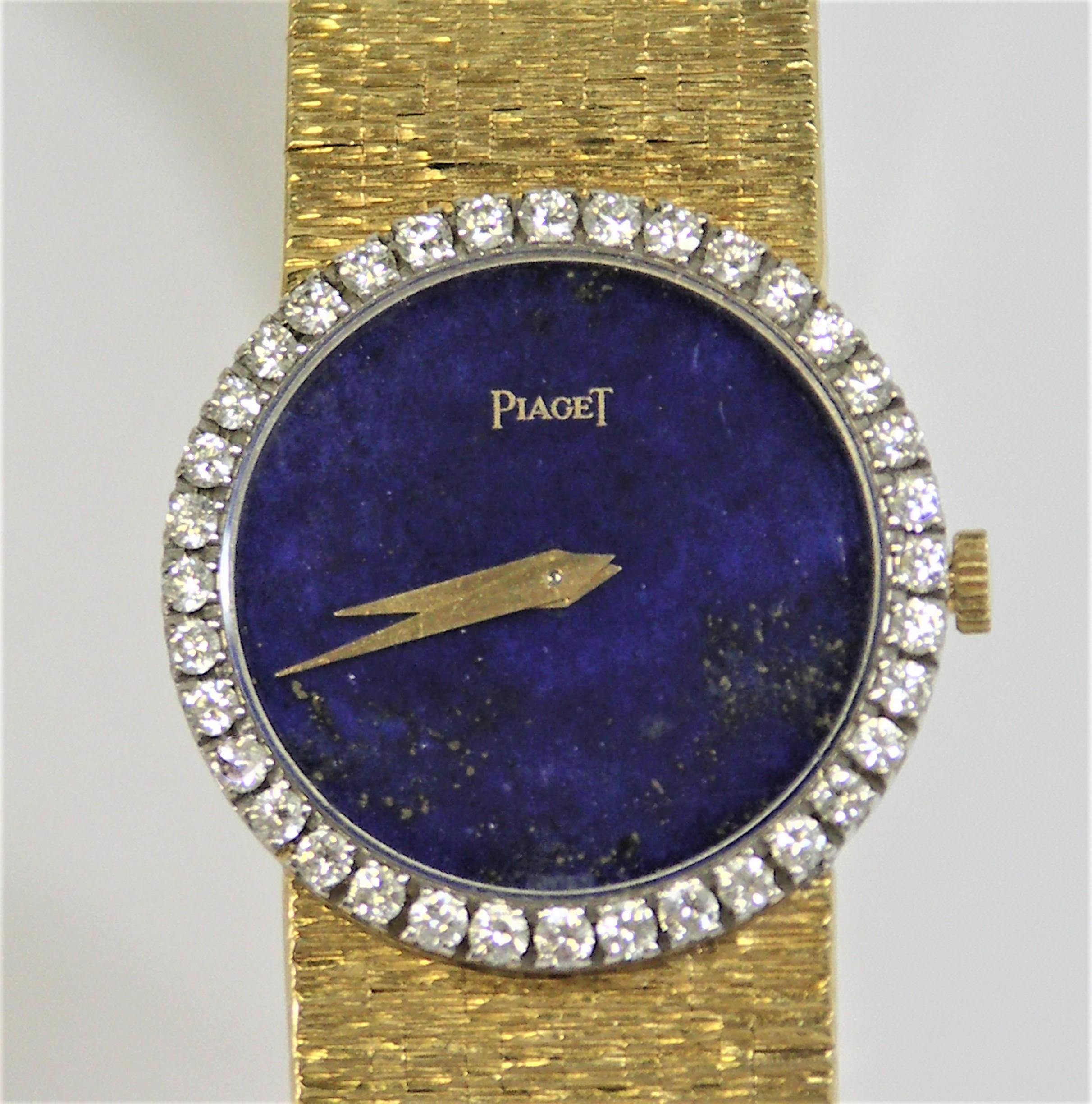 Women's Ladies Piaget Watch with Lapis Dial and Diamond Bezel