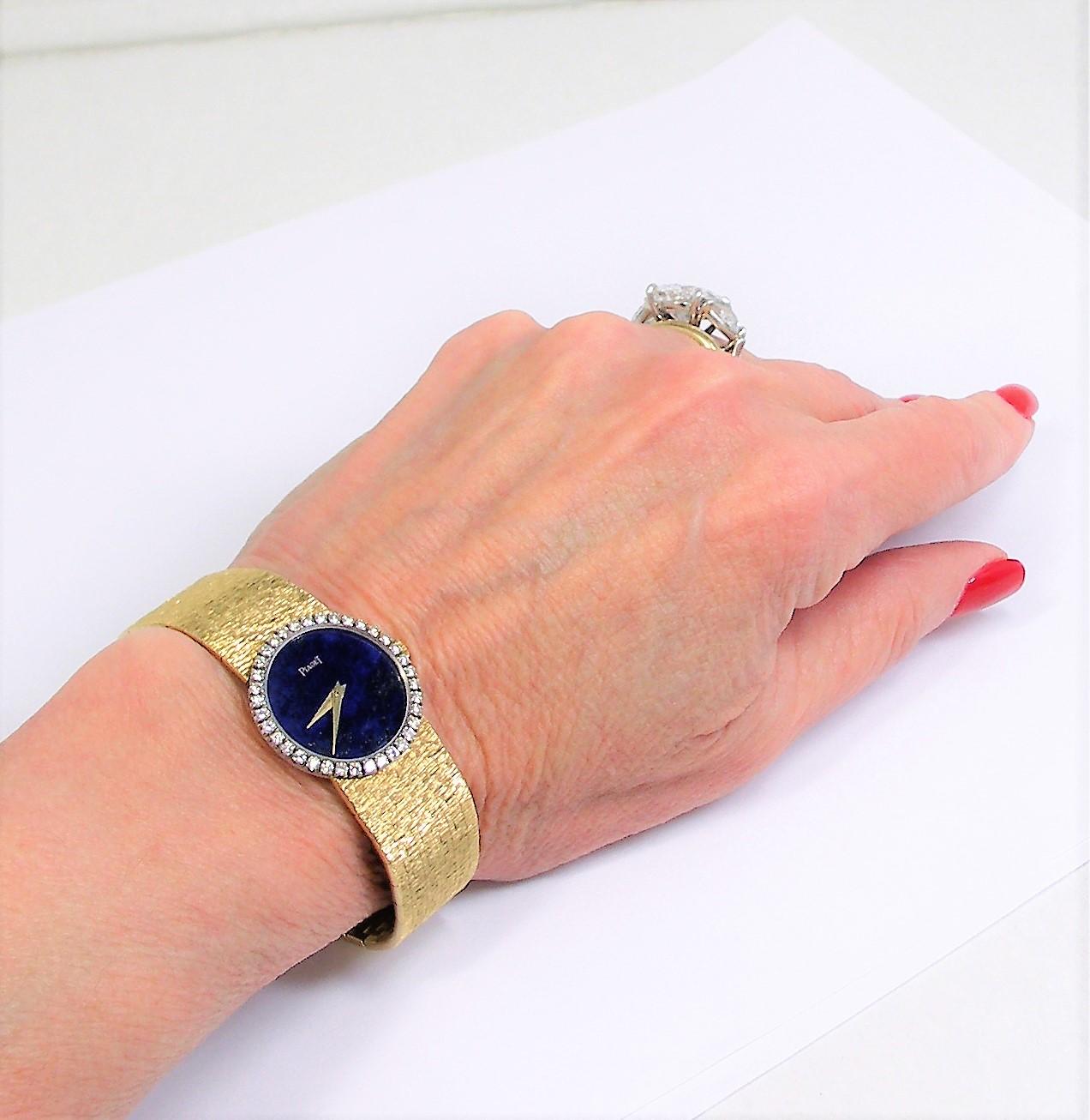 Ladies Piaget Watch with Lapis Dial and Diamond Bezel 3