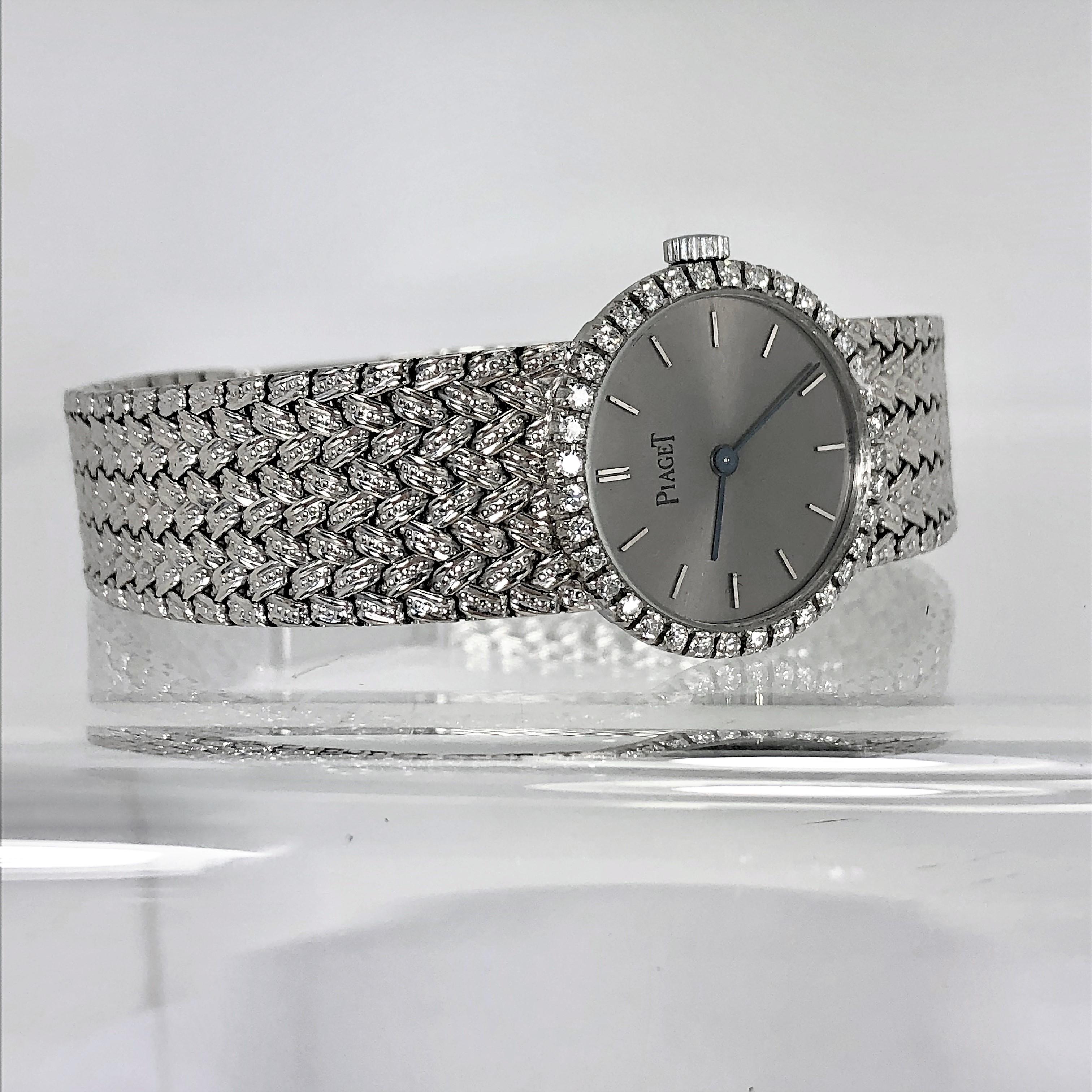 Ladies Piaget Watch with Slate Grey Dial, Diamond Bezel and Unique Braided Band 2