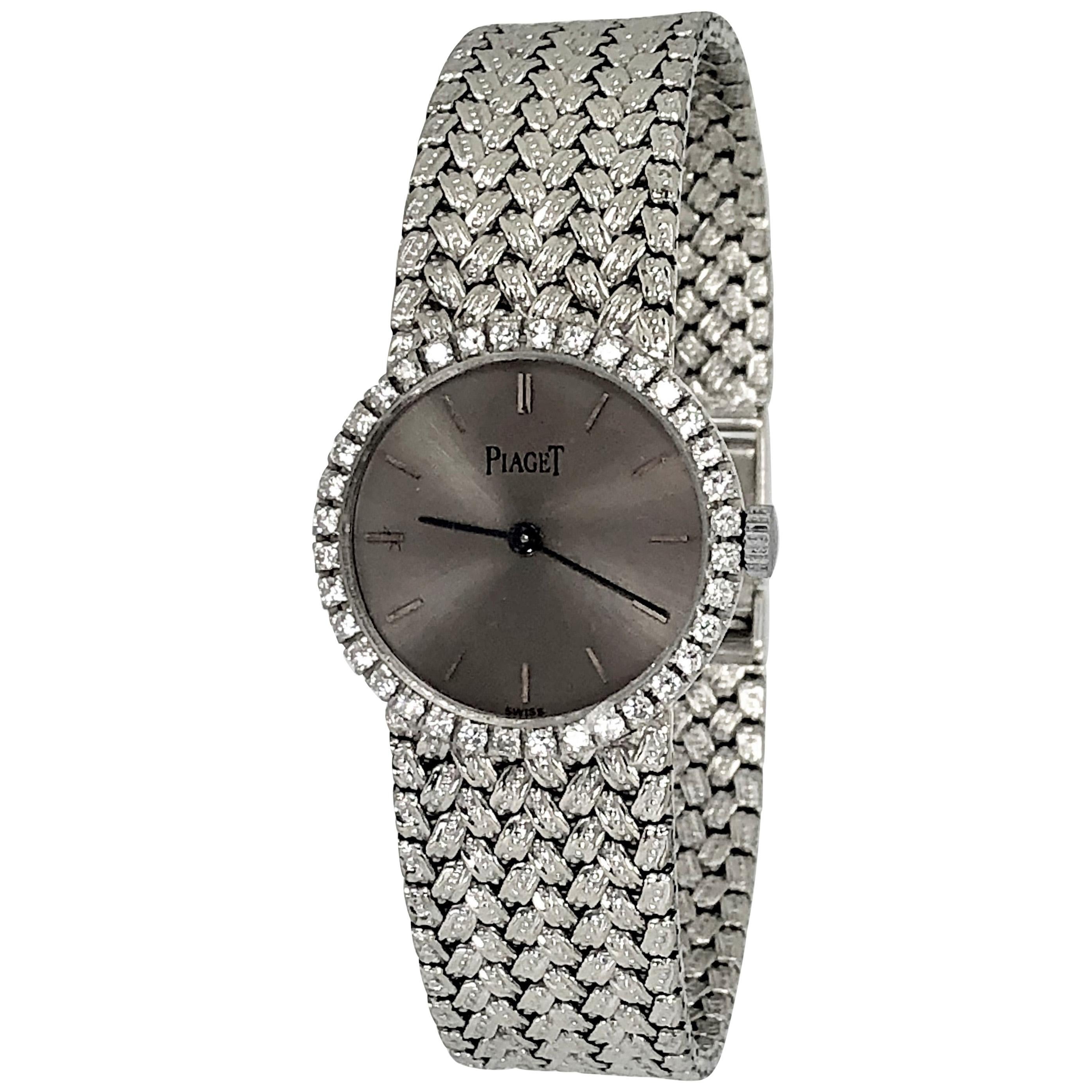 Ladies Piaget Watch with Slate Grey Dial, Diamond Bezel and Unique Braided Band