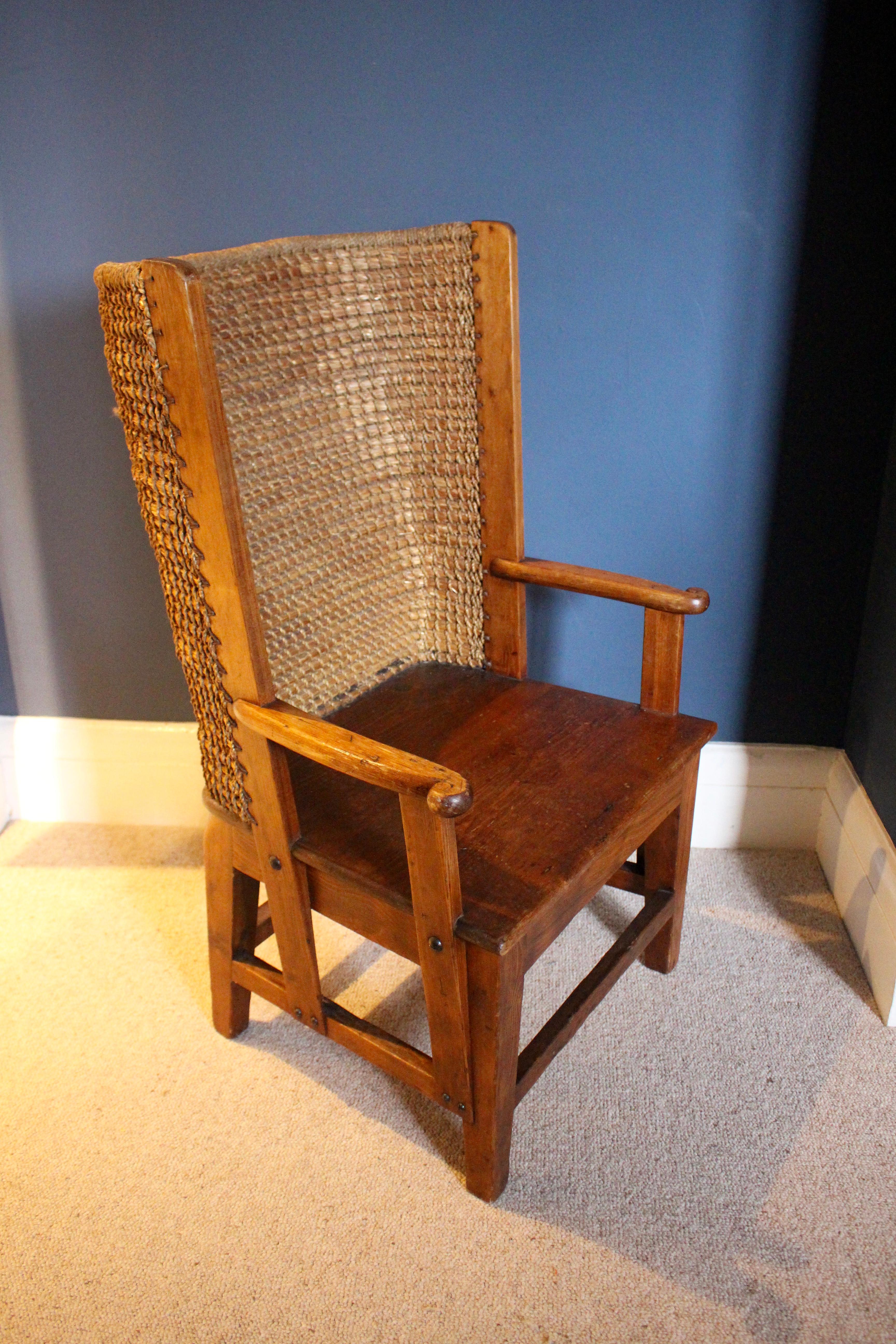 A delightful and well made Orkney Chair. In good condition and although of smaller proportions it's large enough for the smaller size adult to sit in snuggly! I'm 15 stone and 5' 10