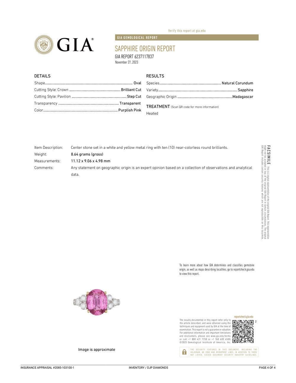 Ladies Platinum & 18K Yellow Gold GIA Sapphire Accented Diamond Cocktail Ring 6