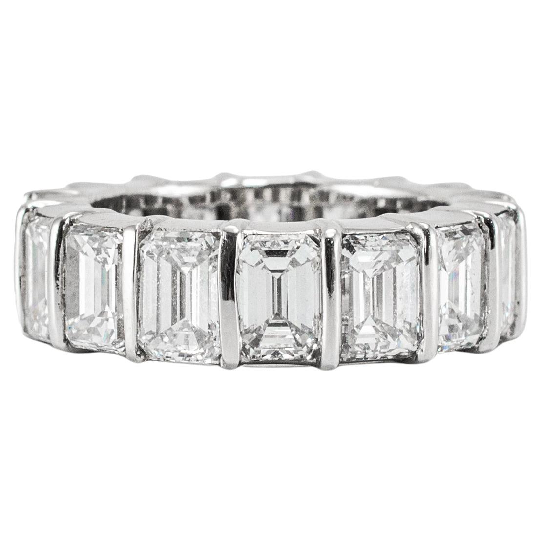 Damen Platin 7,20ct Smaragdschliff Diamant Voll Ewigkeit Hochzeit Band Ring