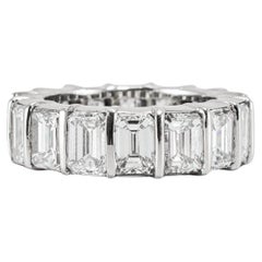 Damen Platin 7,20ct Smaragdschliff Diamant Voll Ewigkeit Hochzeit Band Ring