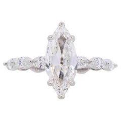 Anello di fidanzamento in platino da donna con diamante antico da 1,46 carati GIA H. H. VVS1