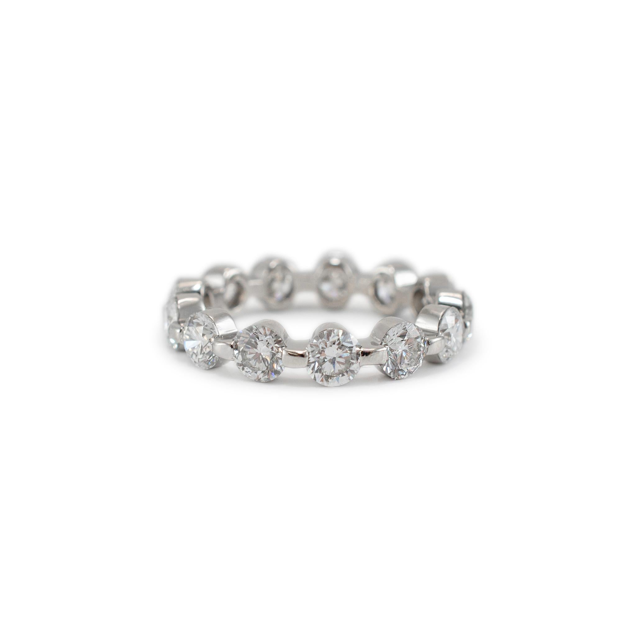 Women's Ladies Platinum Bar Set Eternity 3.52ct Round Brilliant Diamond Wedding Band