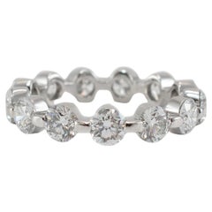 Donna Platino Bar Set Eternità 3,52ct Diamante Brillante Rotondo Fascia Nuziale