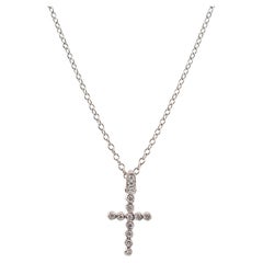 Ladies Platinum Diamond Cross Pendant Necklace