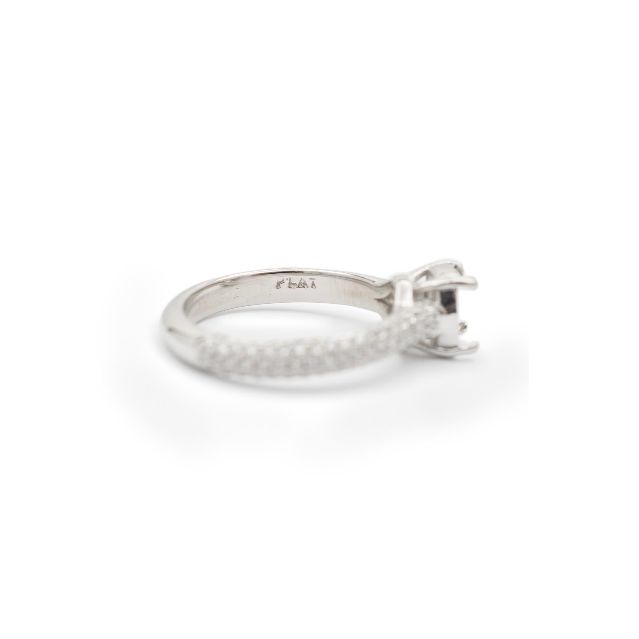 Women's Ladies Platinum Diamond Oval Semi Mount Engagement Ring For Sale
