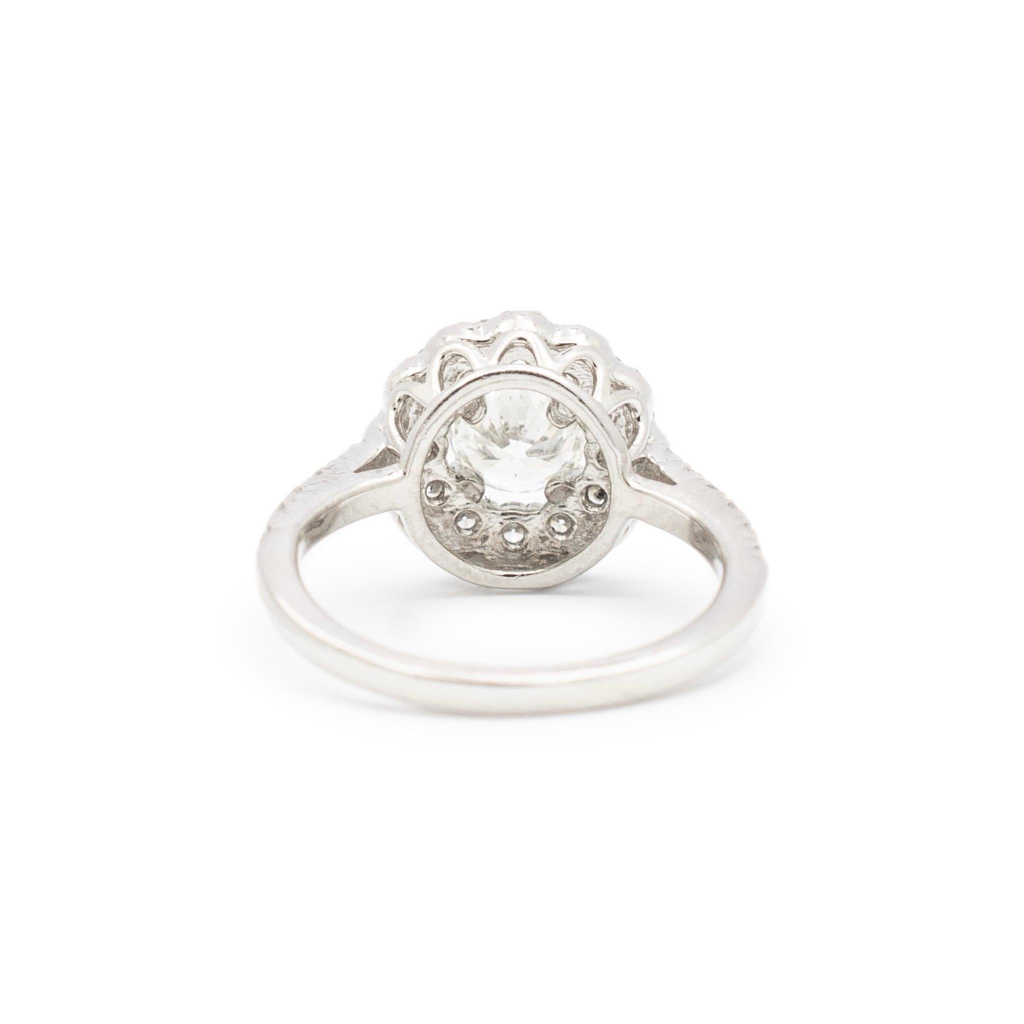 Ladies Platinum Double Halo Diamond Engagement Ring For Sale 1