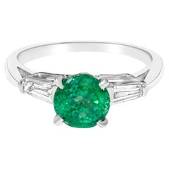 Ladies Platinum Emerald & VVS Diamond Wedding Ring