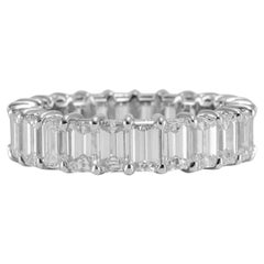 Ladies Platinum Full Eternity Emerald Cut Diamond Wedding Band