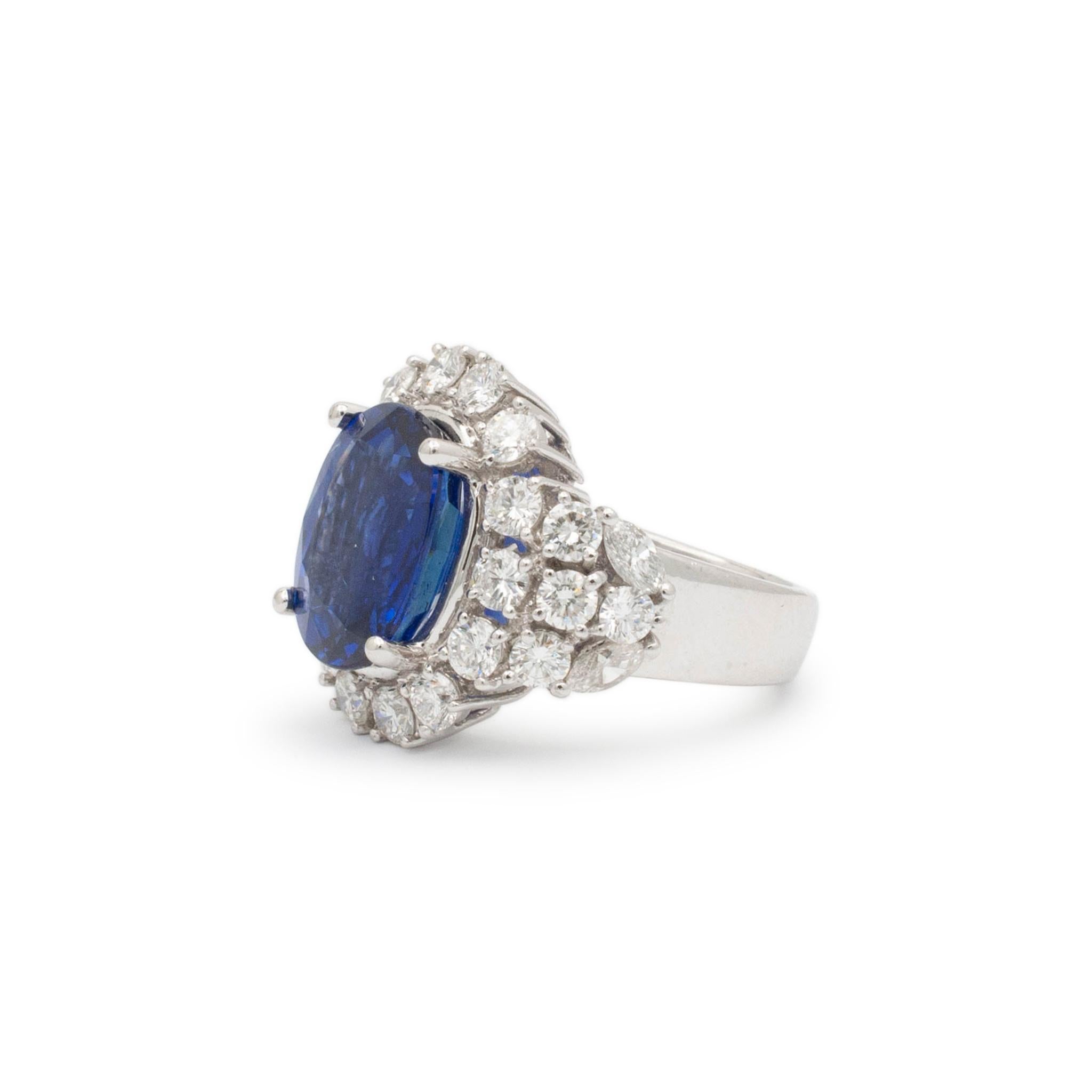 Oval Cut Ladies Platinum GIA Certified Sapphire Diamonds Cocktail Ring