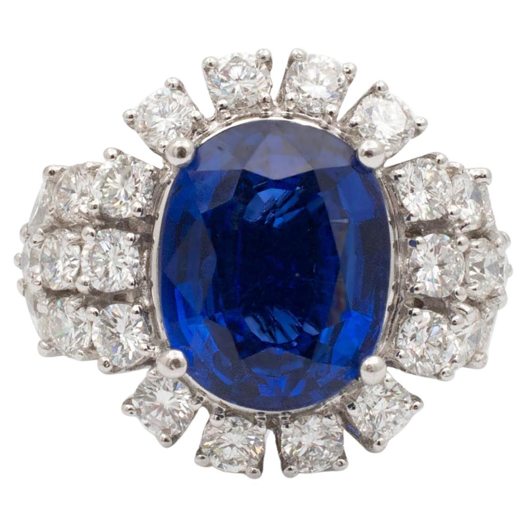 Ladies Platinum GIA Certified Sapphire Diamonds Cocktail Ring