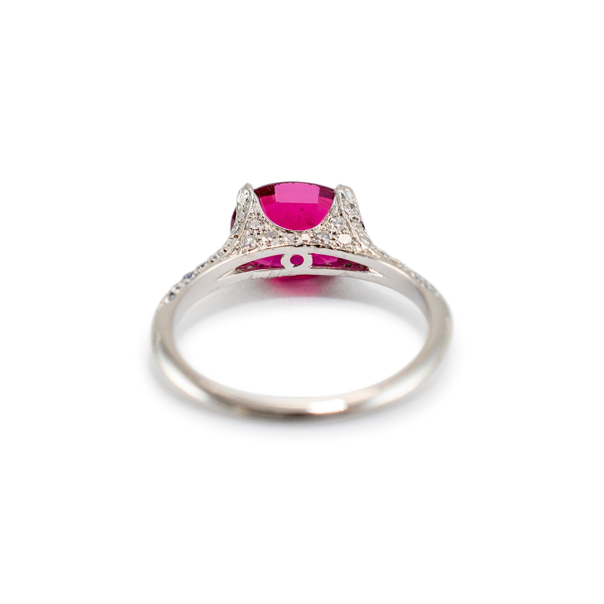 Women's Ladies Platinum GIA Oval Tourmaline Accented Diamond Cocktail Ring