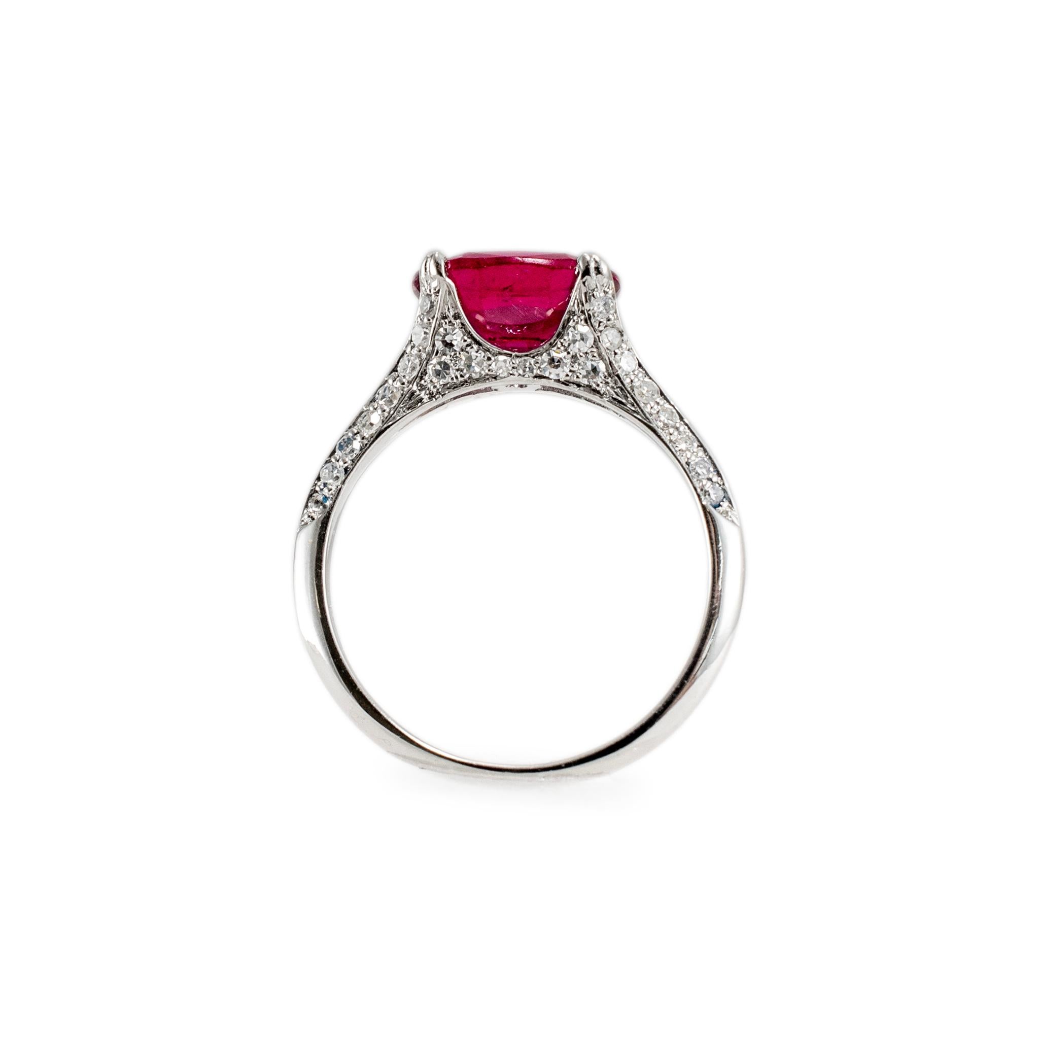Ladies Platinum GIA Oval Tourmaline Accented Diamond Cocktail Ring 1