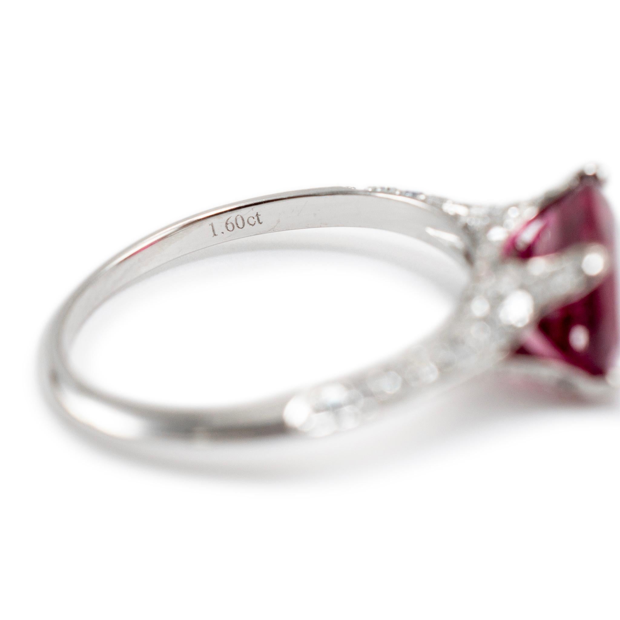 Ladies Platinum GIA Oval Tourmaline Accented Diamond Cocktail Ring 2