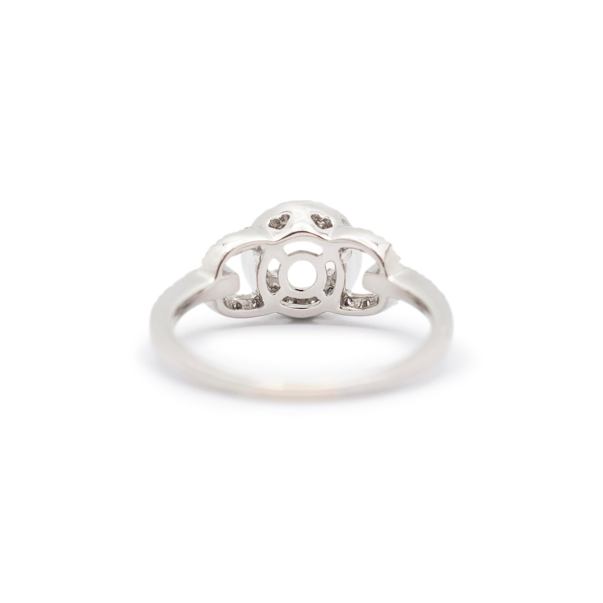 Women's Ladies Platinum Halo Accented Diamond Round Semi Mount Engagement Ring For Sale