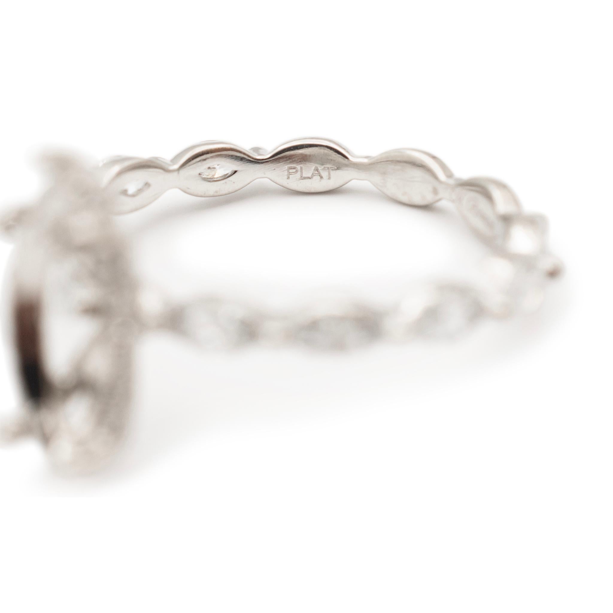 Women's Ladies Platinum Marquee Hidden Halo Accented Diamond Semi Mount Engagement Ring For Sale