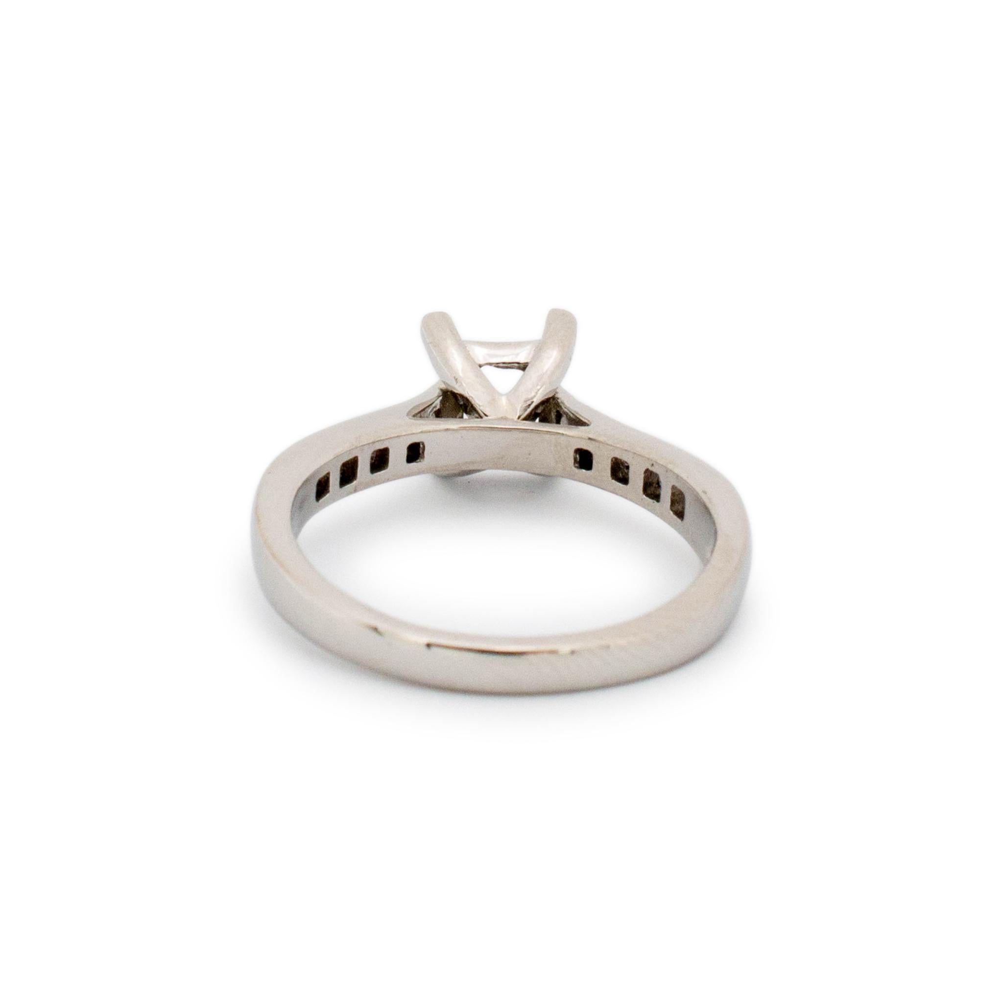 Women's Ladies Platinum Princess Diamond Semi Mount Engagement Ring For Sale