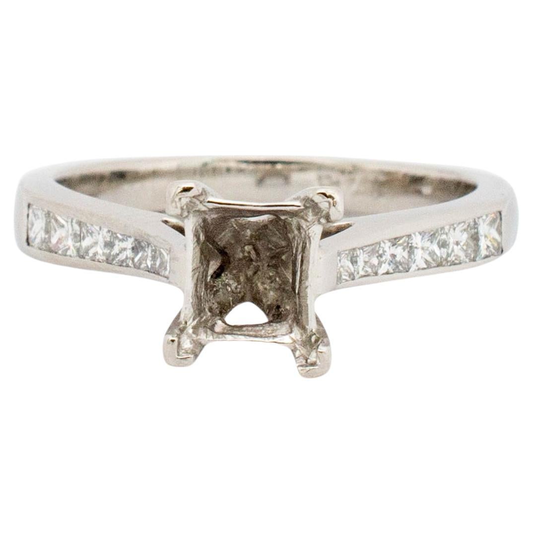 Ladies Platinum Princess Diamond Semi Mount Engagement Ring For Sale