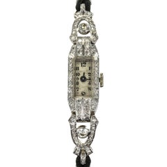 Ladies Platinum white gold Diamond French Art Deco Mechanical Wristwatch, 1925