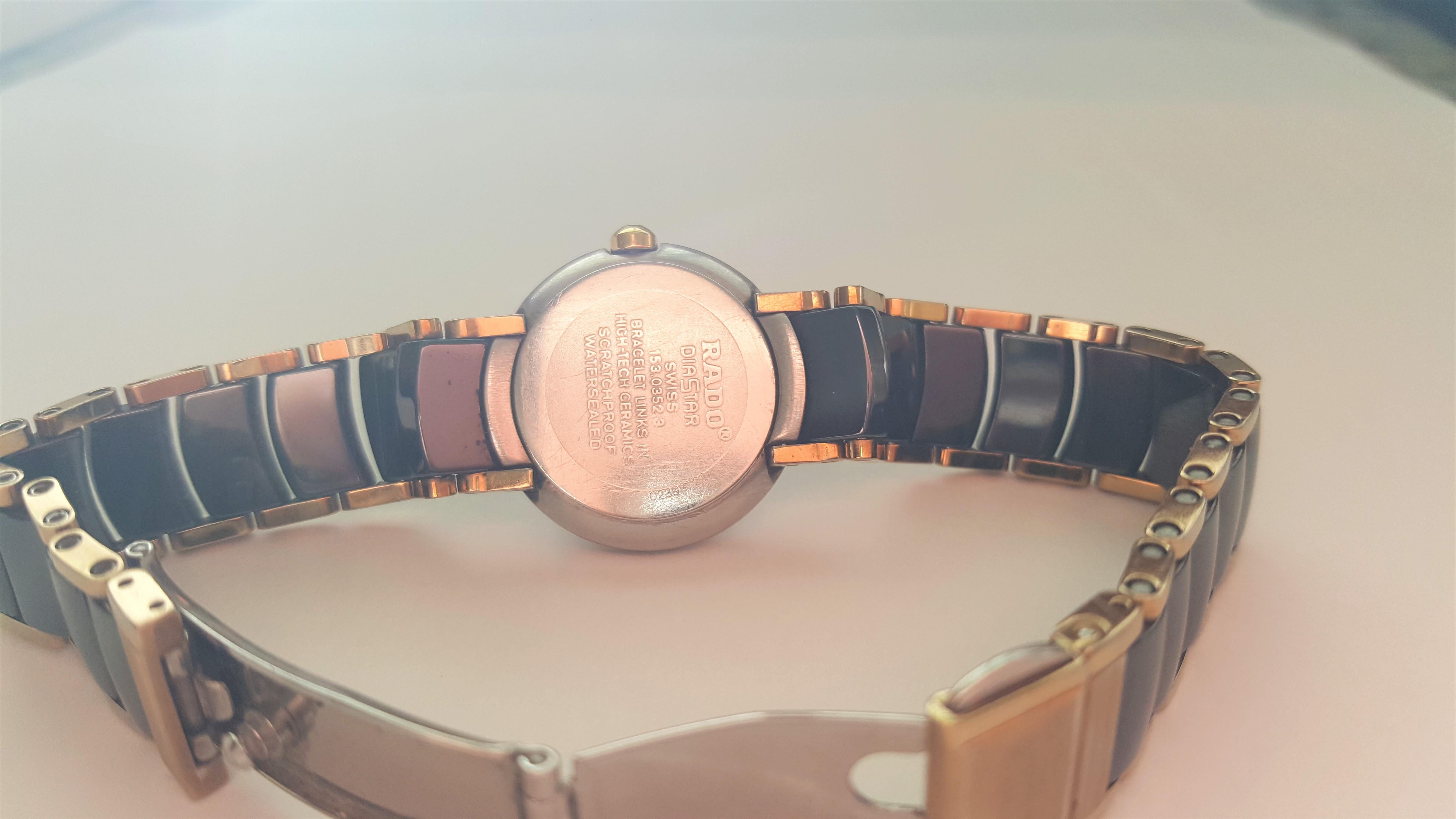 Damen Rado Diastar Schweizer Uhr Rado, rundes Gehäuse, scratchfest, voll funktionsfähig im Zustand „Gut“ im Angebot in Rancho Santa Fe, CA