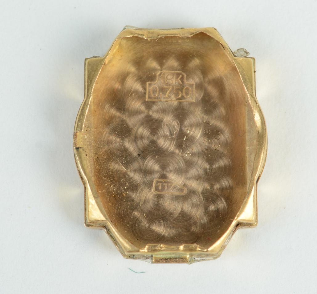 Ladies Retro 18 Karat Yellow Gold and Diamond Bracelet Watch, c1940s 4