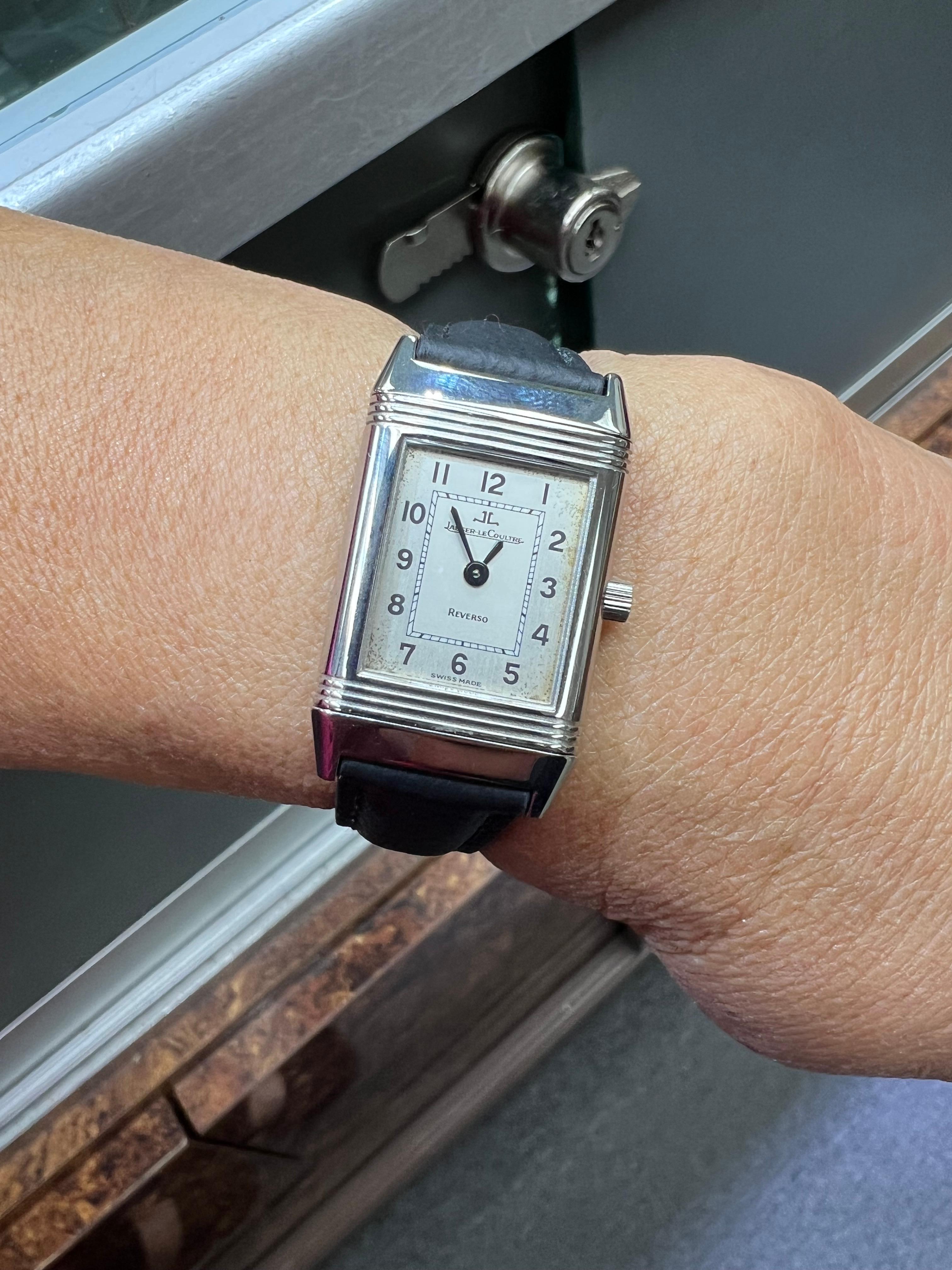 Contemporary Ladies Reverso Le Coultre Manual Wind Steel Wristwatch 1990s