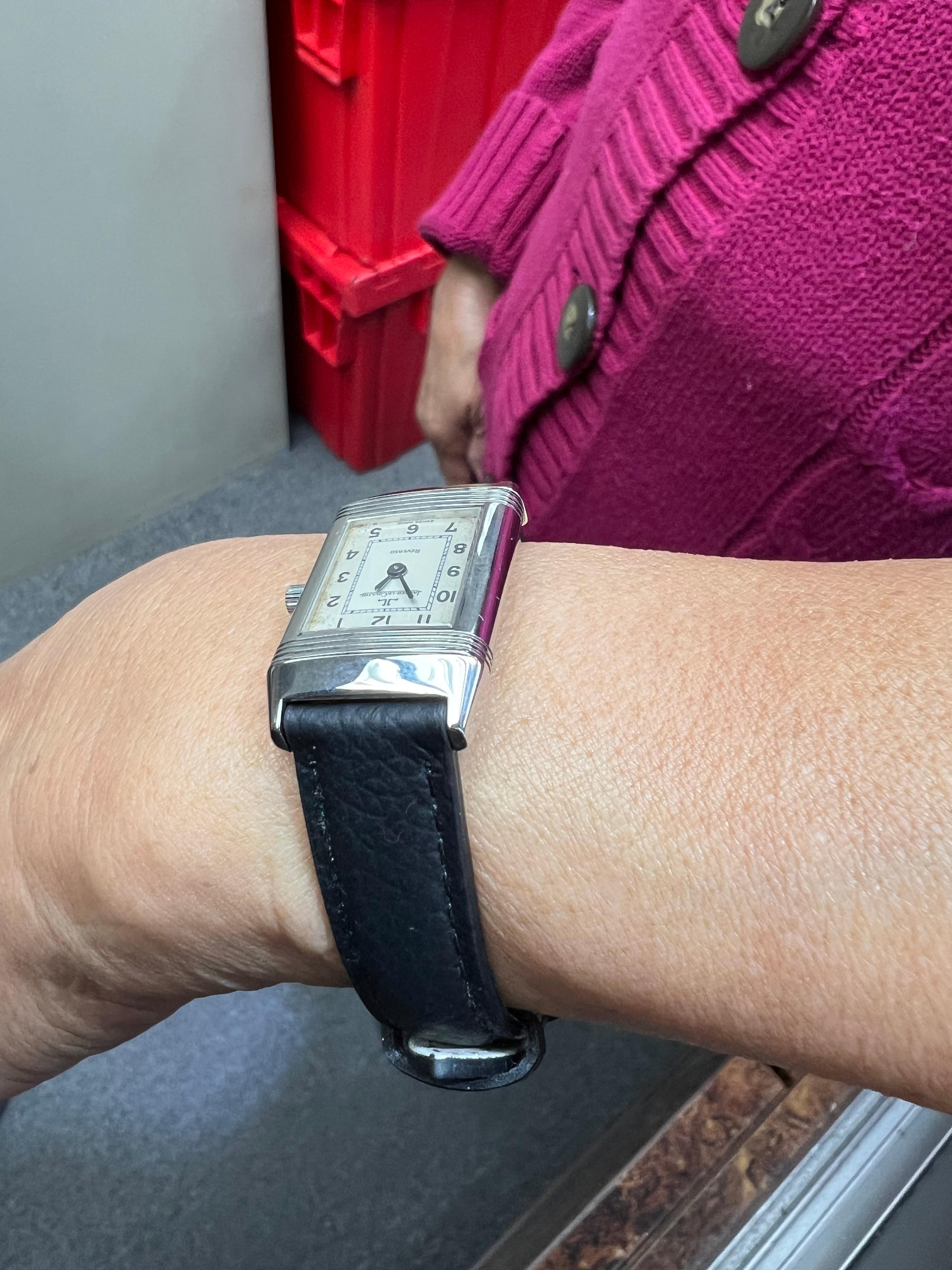Women's or Men's Ladies Reverso Le Coultre Manual Wind Steel Wristwatch 1990s