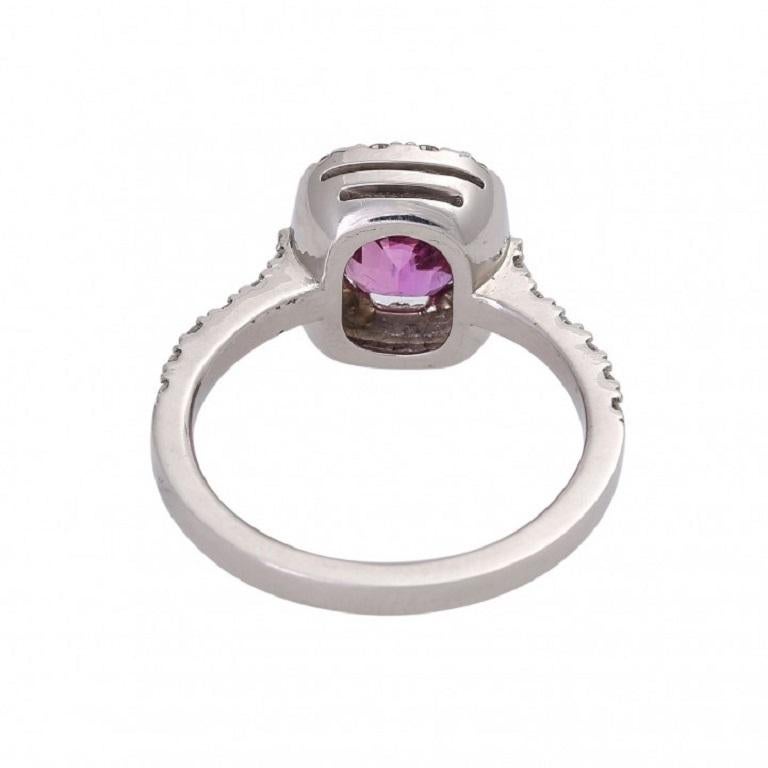 Antique Cushion Cut Ladies Ring, Especially with 1 Very Fine, Natural Colored Pink Sapphire 2.13 Ct For Sale
